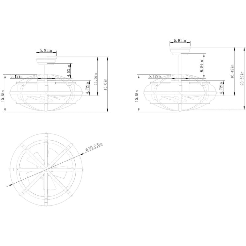 Industrial Ceiling Fan Light Kit for Living Room Bedroom Kitchen