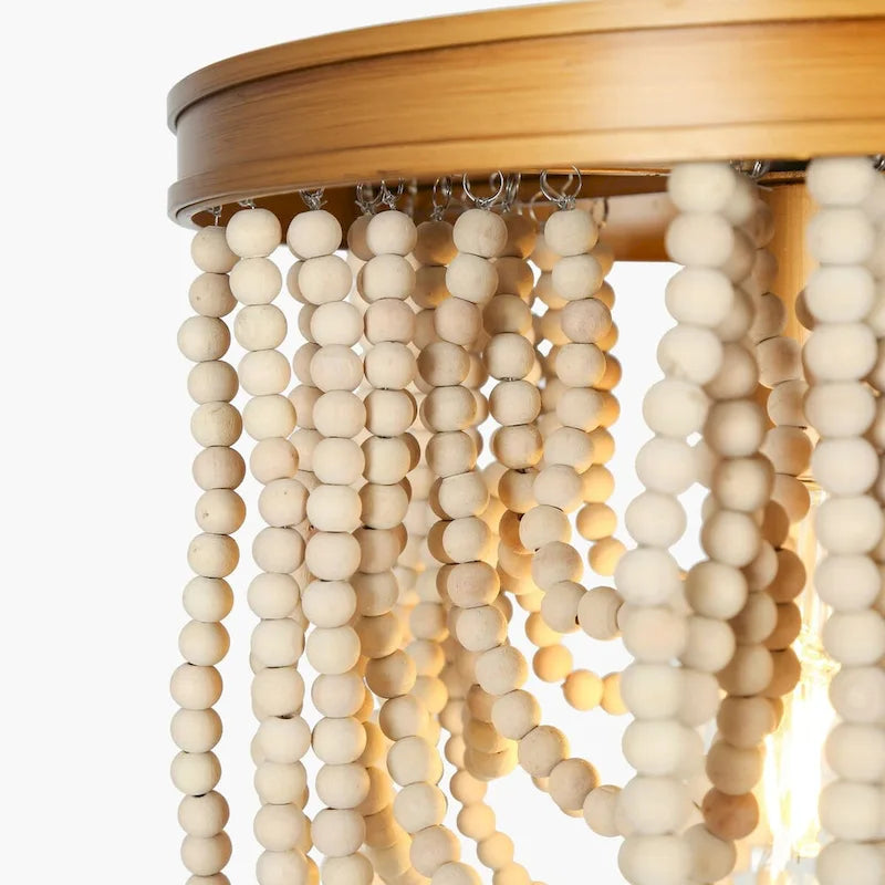 Modern Electic Empire Wood Beaded Boho Kitchen Island Bedroom Pendant Light - D 11 * H 12.5