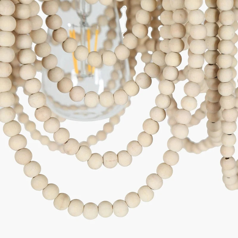 Modern Electic Empire Wood Beaded Boho Kitchen Island Bedroom Pendant Light - D 11 * H 12.5