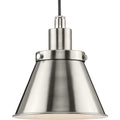 Hinton Collection One-Light Brushed Nickel Modern Farmhouse Pendant - 8.25 in x 8.25 in x 8.62 in