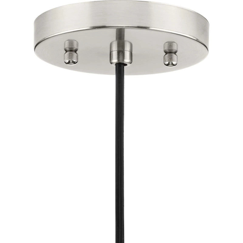 Hinton Collection One-Light Brushed Nickel Modern Farmhouse Pendant - 8.25 in x 8.25 in x 8.62 in