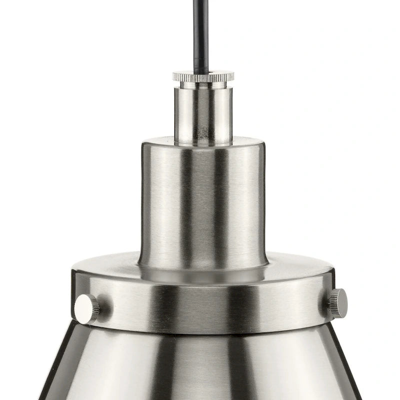 Hinton Collection One-Light Brushed Nickel Modern Farmhouse Pendant - 8.25 in x 8.25 in x 8.62 in