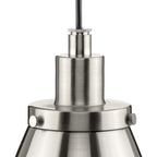 Hinton Collection One-Light Brushed Nickel Modern Farmhouse Pendant - 8.25 in x 8.25 in x 8.62 in