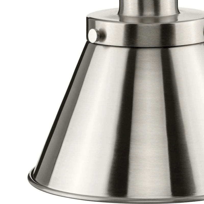 Hinton Collection One-Light Brushed Nickel Modern Farmhouse Pendant - 8.25 in x 8.25 in x 8.62 in