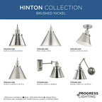 Hinton Collection One-Light Brushed Nickel Modern Farmhouse Pendant - 8.25 in x 8.25 in x 8.62 in