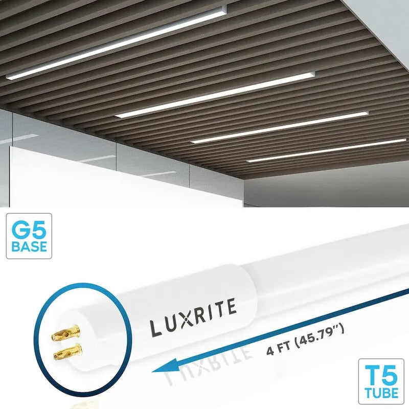 Luxrite 4FT T5 LED Tube Lights, Type B, 24W=54W, 4CCT 3500K-6500K, 45.79 , Ballast Bypass, 3200LM, UL, DLC (4 Pack) - 4