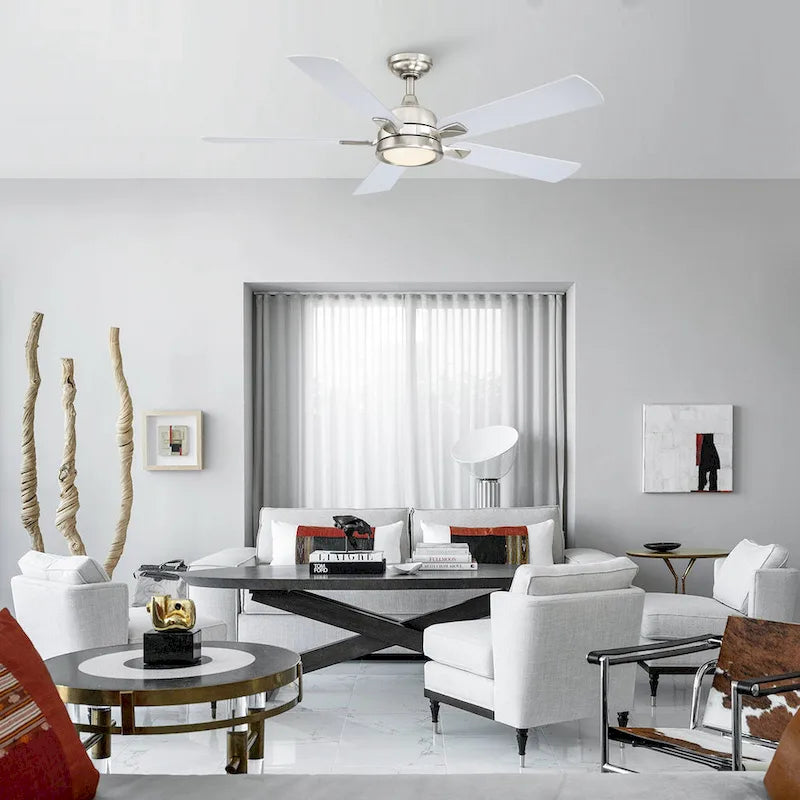 52-in Modern Nickel Reversible 5-Blade Ceiling Fan with Light and Remote