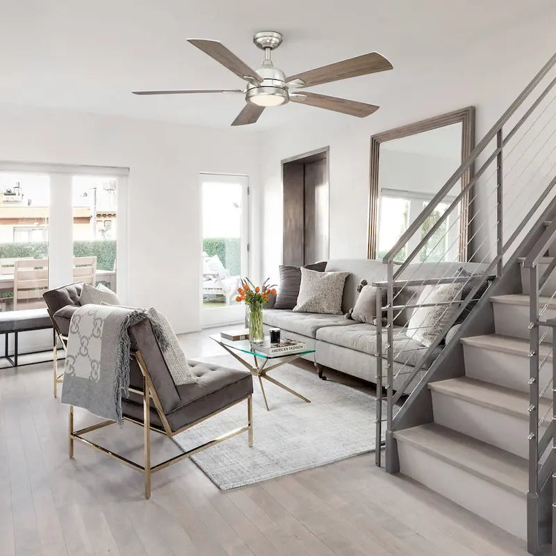 52-in Modern Nickel Reversible 5-Blade Ceiling Fan with Light and Remote