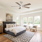 52-in Modern Nickel Reversible 5-Blade Ceiling Fan with Light and Remote