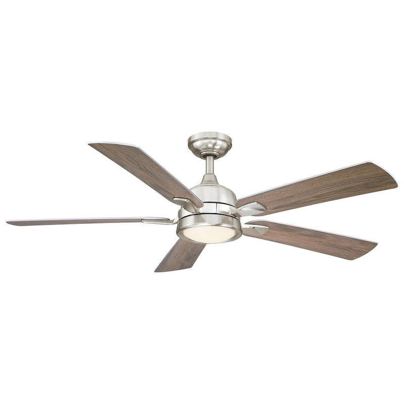52-in Modern Nickel Reversible 5-Blade Ceiling Fan with Light and Remote