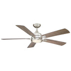 52-in Modern Nickel Reversible 5-Blade Ceiling Fan with Light and Remote