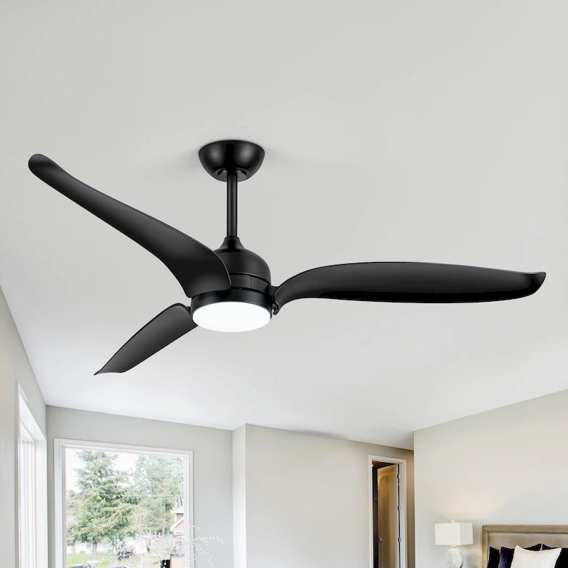 60  Black 3-Blade Ceiling Fan with LED Light Kit and Remote