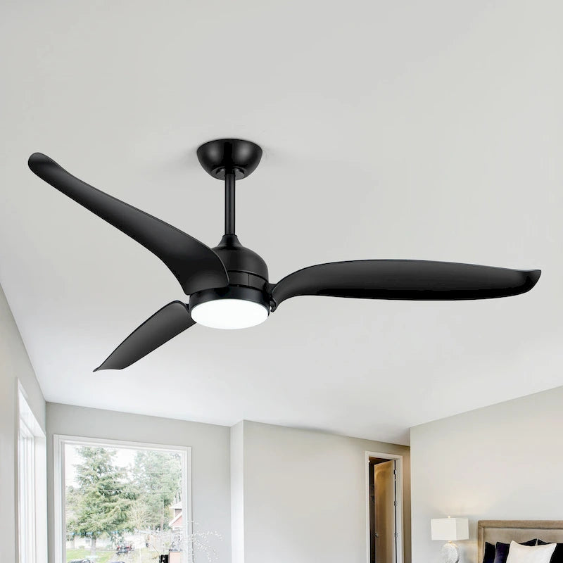 60  Black 3-Blade Ceiling Fan with LED Light Kit and Remote