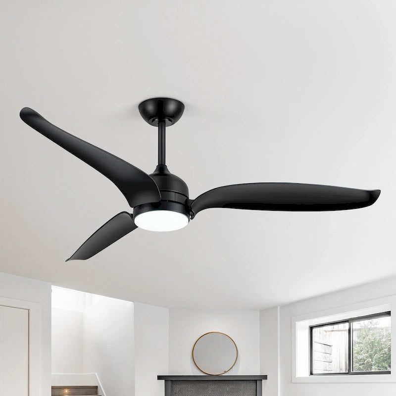 60  Black 3-Blade Ceiling Fan with LED Light Kit and Remote