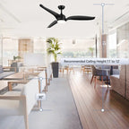 60  Black 3-Blade Ceiling Fan with LED Light Kit and Remote