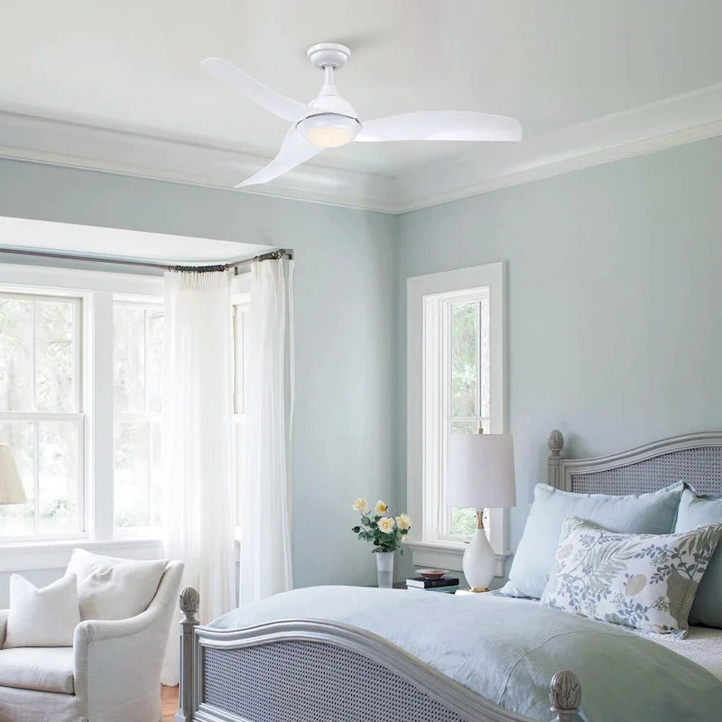 52  Modern White ABS Integrated LED Ceiling Fans with Light and Remote