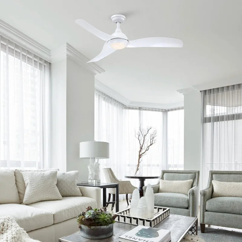 52  Modern White ABS Integrated LED Ceiling Fans with Light and Remote