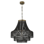 Metal, Rattan and Wood Bead Chandelier - 21.9 L x 21.9 W x 23.4 H