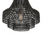 Metal, Rattan and Wood Bead Chandelier - 21.9 L x 21.9 W x 23.4 H