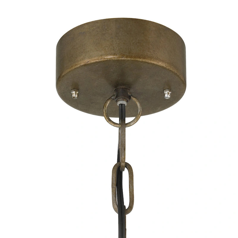 Metal, Rattan and Wood Bead Chandelier - 21.9 L x 21.9 W x 23.4 H