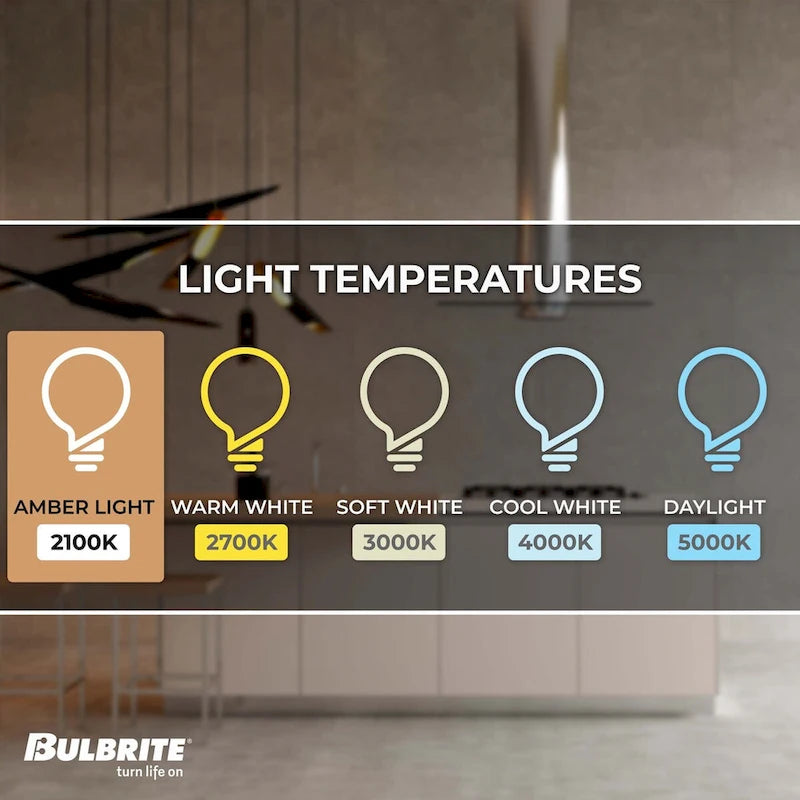 Bulbrite LED Filament Pack of (4) 5 Watt Dimmable 15 Inch T9 Light Bulb with Antique Glass Finish and Medium (E26) Base