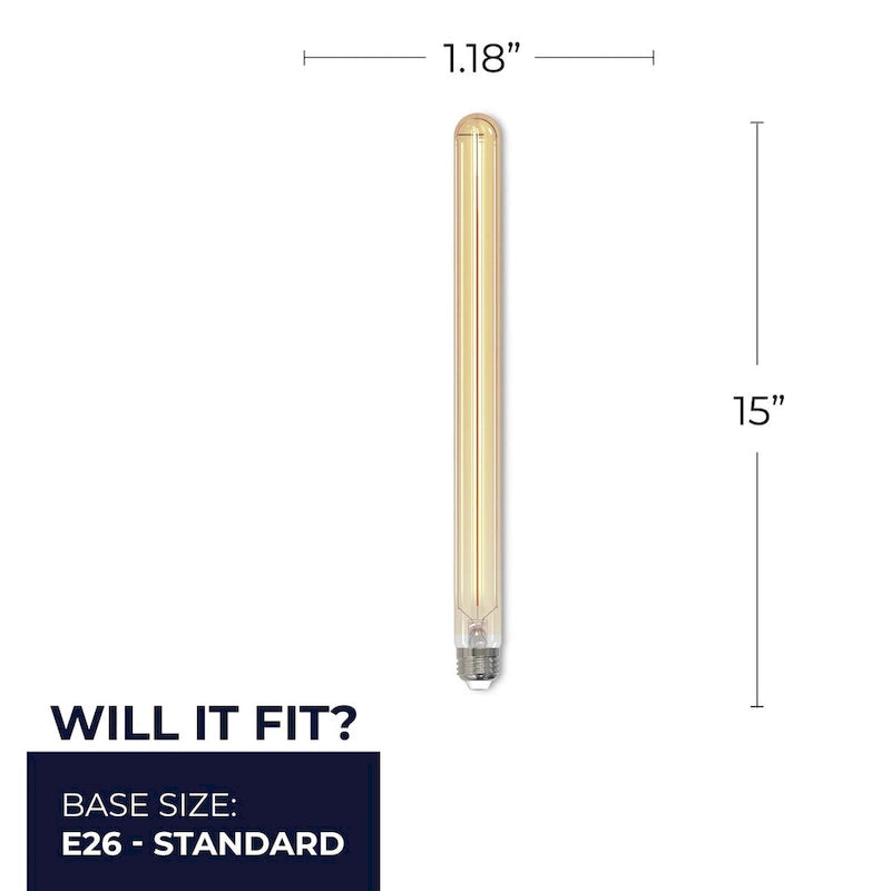 Bulbrite LED Filament Pack of (4) 5 Watt Dimmable 15 Inch T9 Light Bulb with Antique Glass Finish and Medium (E26) Base
