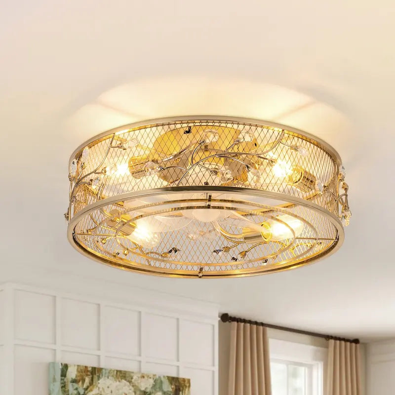 19-in Gold/ Satin Nickel Low Profile Ceiling Fan with Remote Control(7-blade)