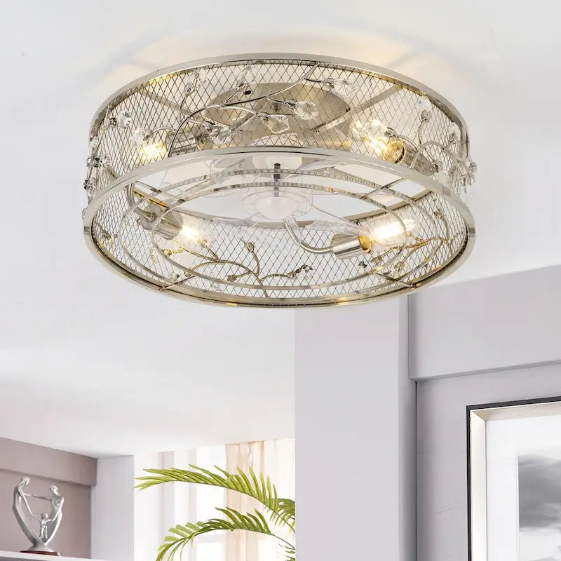 19-in Gold/ Satin Nickel Low Profile Ceiling Fan with Remote Control(7-blade)