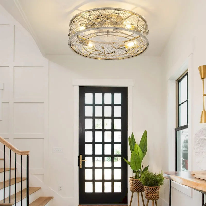 19-in Gold/ Satin Nickel Low Profile Ceiling Fan with Remote Control(7-blade)