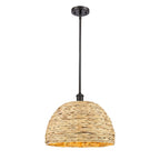 Innovations Lighting Woven Rattan - 1 Light 16  Stem Hung Pendant