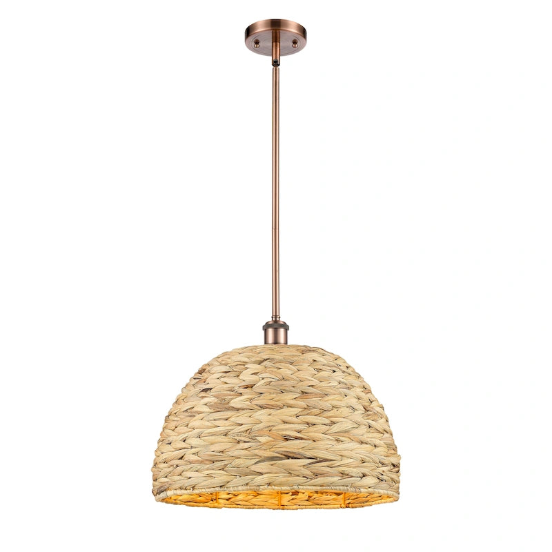 Innovations Lighting Woven Rattan - 1 Light 16  Stem Hung Pendant
