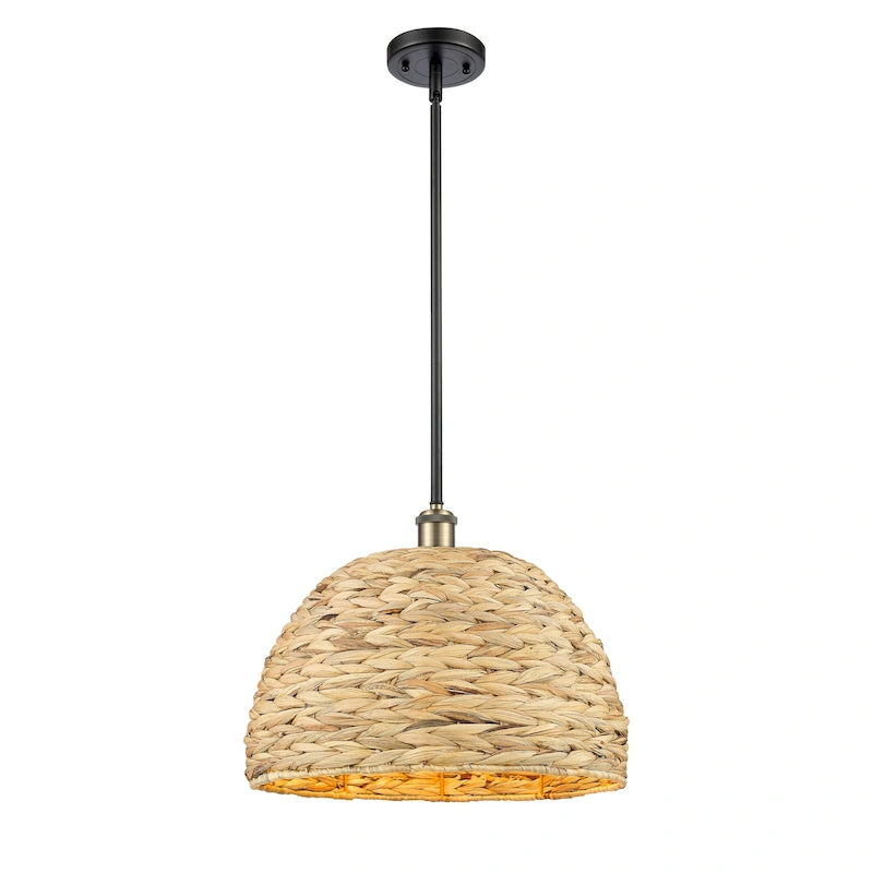 Innovations Lighting Woven Rattan - 1 Light 16  Stem Hung Pendant