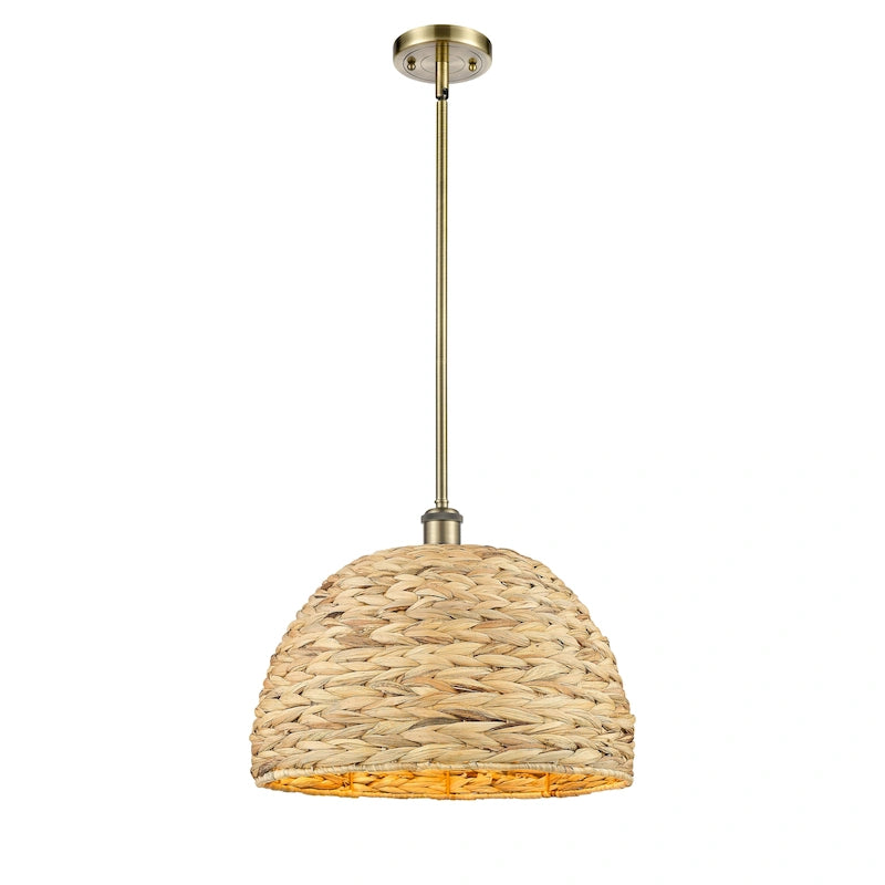 Innovations Lighting Woven Rattan - 1 Light 16  Stem Hung Pendant