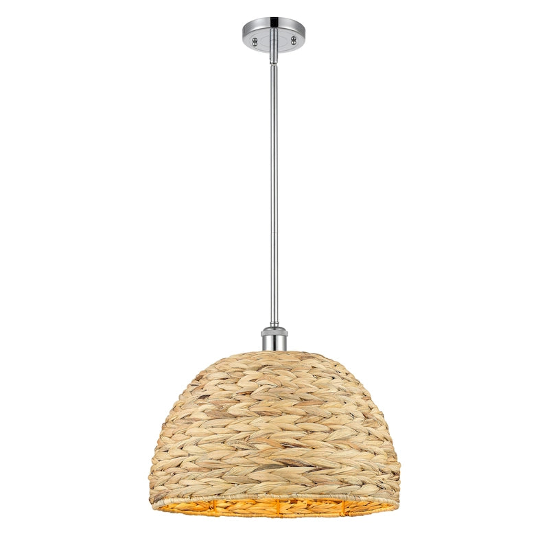 Innovations Lighting Woven Rattan - 1 Light 16  Stem Hung Pendant