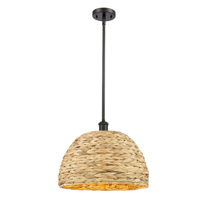Innovations Lighting Woven Rattan - 1 Light 16  Stem Hung Pendant