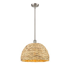 Innovations Lighting Woven Rattan - 1 Light 16  Stem Hung Pendant