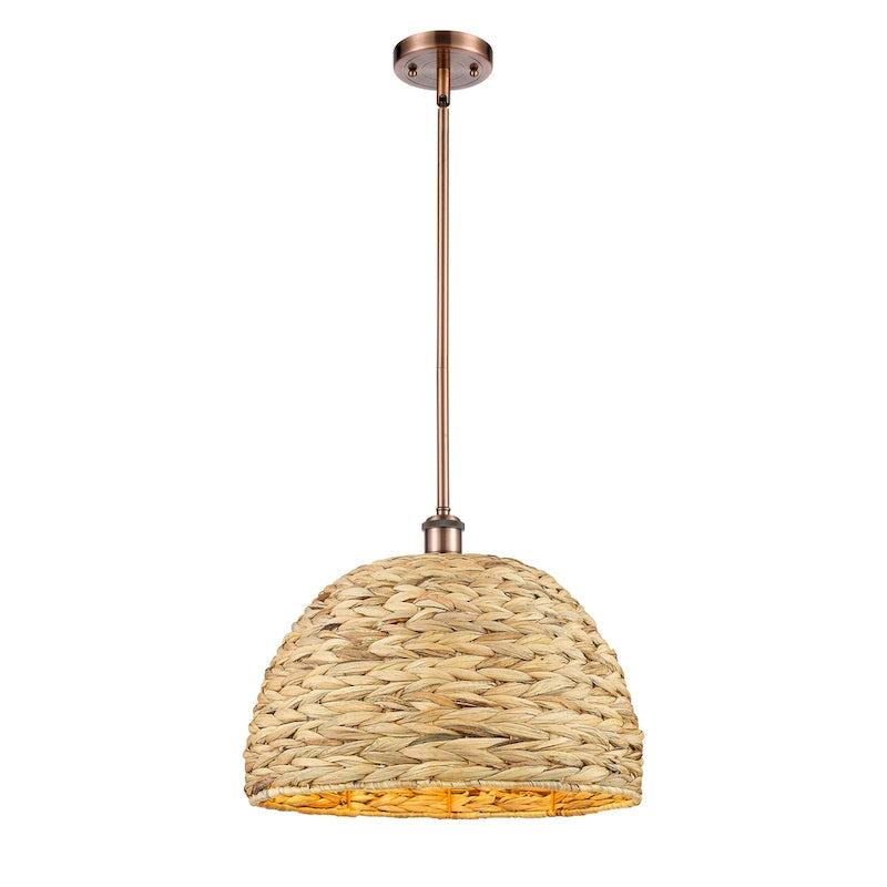 Innovations Lighting Woven Rattan - 1 Light 16  Stem Hung Pendant
