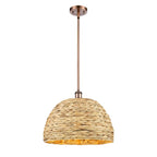 Innovations Lighting Woven Rattan - 1 Light 16  Stem Hung Pendant