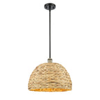 Innovations Lighting Woven Rattan - 1 Light 16  Stem Hung Pendant