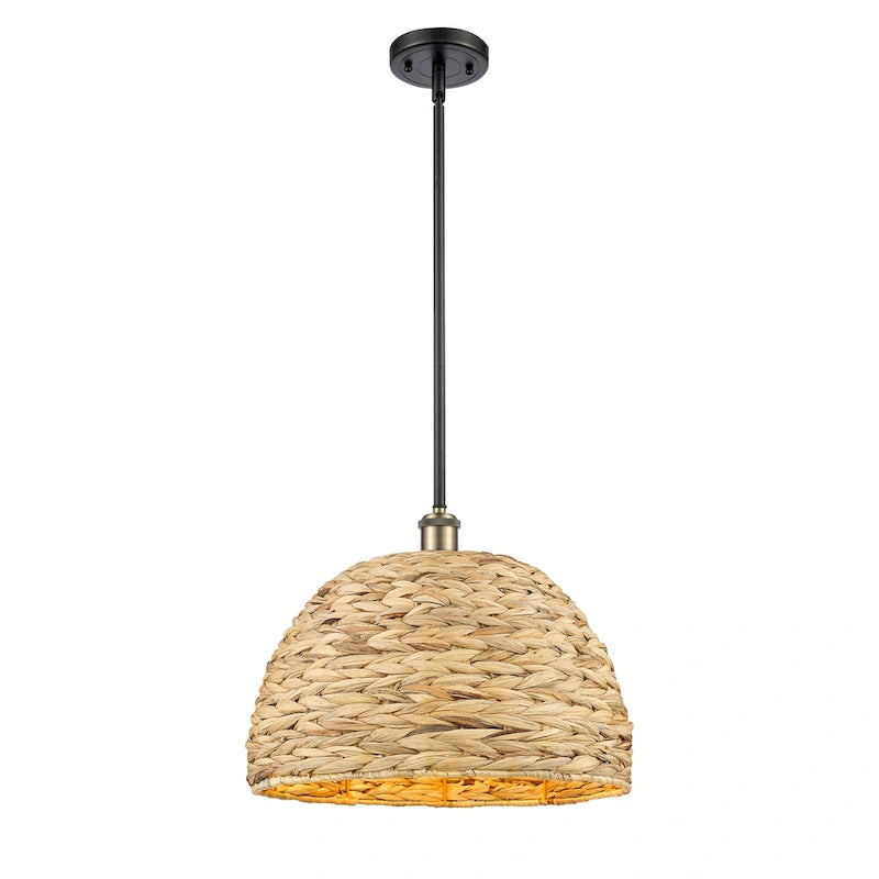 Innovations Lighting Woven Rattan - 1 Light 16  Stem Hung Pendant