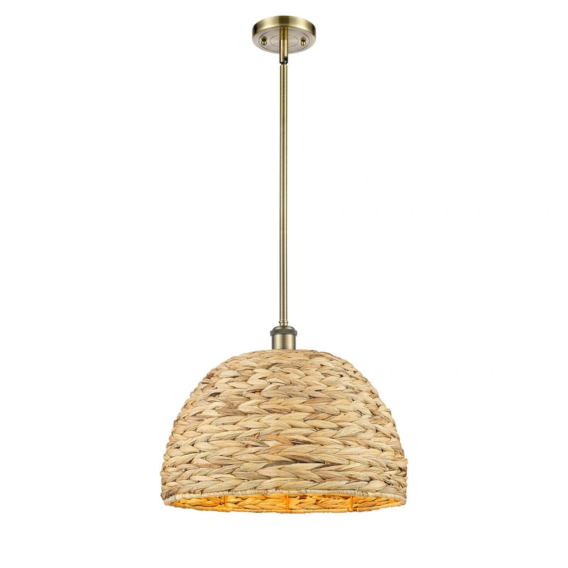 Innovations Lighting Woven Rattan - 1 Light 16  Stem Hung Pendant