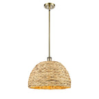 Innovations Lighting Woven Rattan - 1 Light 16  Stem Hung Pendant