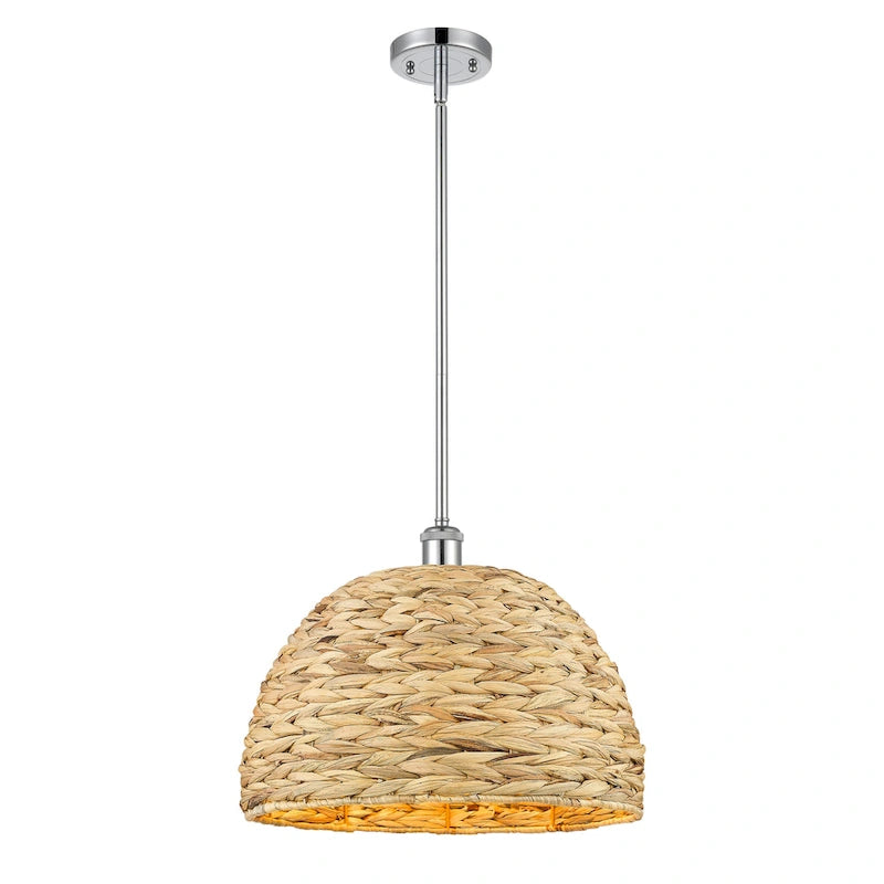 Innovations Lighting Woven Rattan - 1 Light 16  Stem Hung Pendant