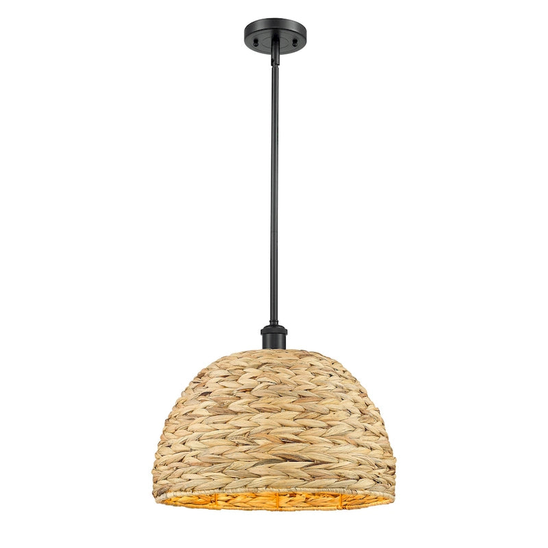 Innovations Lighting Woven Rattan - 1 Light 16  Stem Hung Pendant