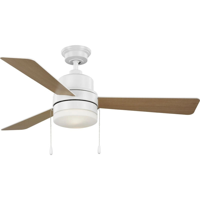 Trevina V 52 in. LED Indoor Satin White Modern Ceiling Fan with Light Kit and White Opal Shade - Medium