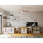 Trevina V 52 in. LED Indoor Satin White Modern Ceiling Fan with Light Kit and White Opal Shade - Medium