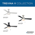 Trevina V 52 in. LED Indoor Satin White Modern Ceiling Fan with Light Kit and White Opal Shade - Medium
