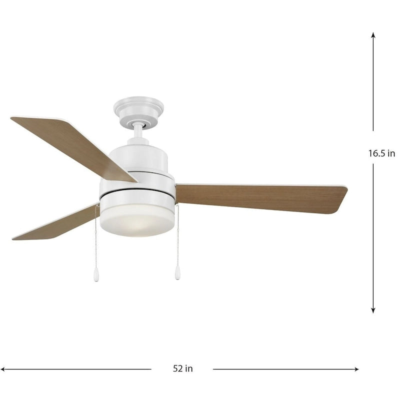 Trevina V 52 in. LED Indoor Satin White Modern Ceiling Fan with Light Kit and White Opal Shade - Medium