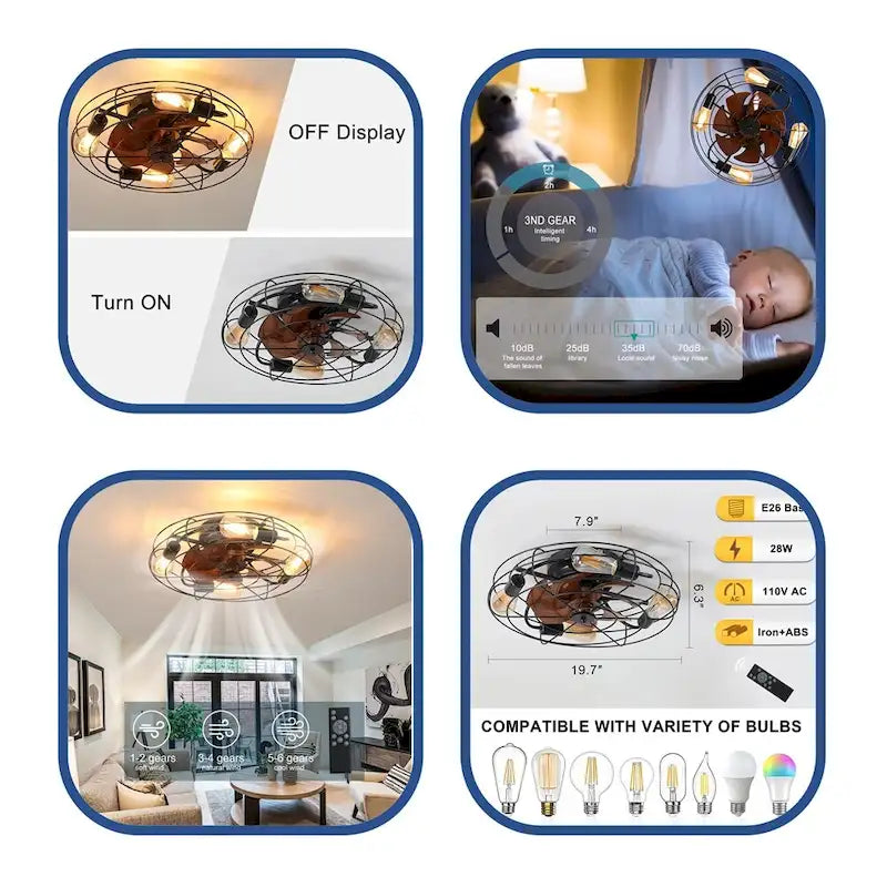 LED Ceiling Fan Lights with Remote Control