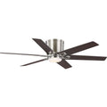 Bexar Collection 54 in. Six Blade Brushed Nickel Modern Farmhouse Ceiling Fan with Integrated LED Light
